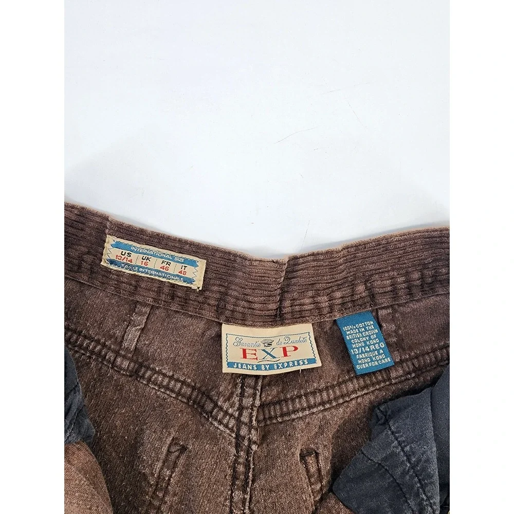 Vintage Express Brown Corduroy High Rise Tapered Leg Pant 13/14 R Dark Academia